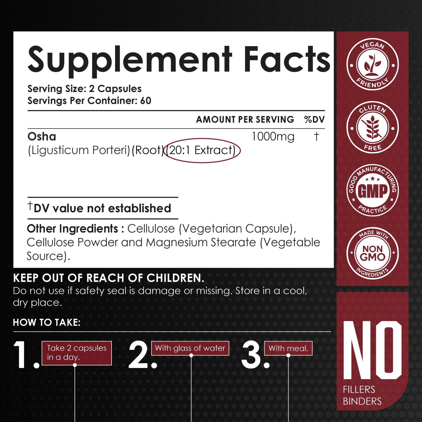 Osha Root Extract Powder 120 Capsules