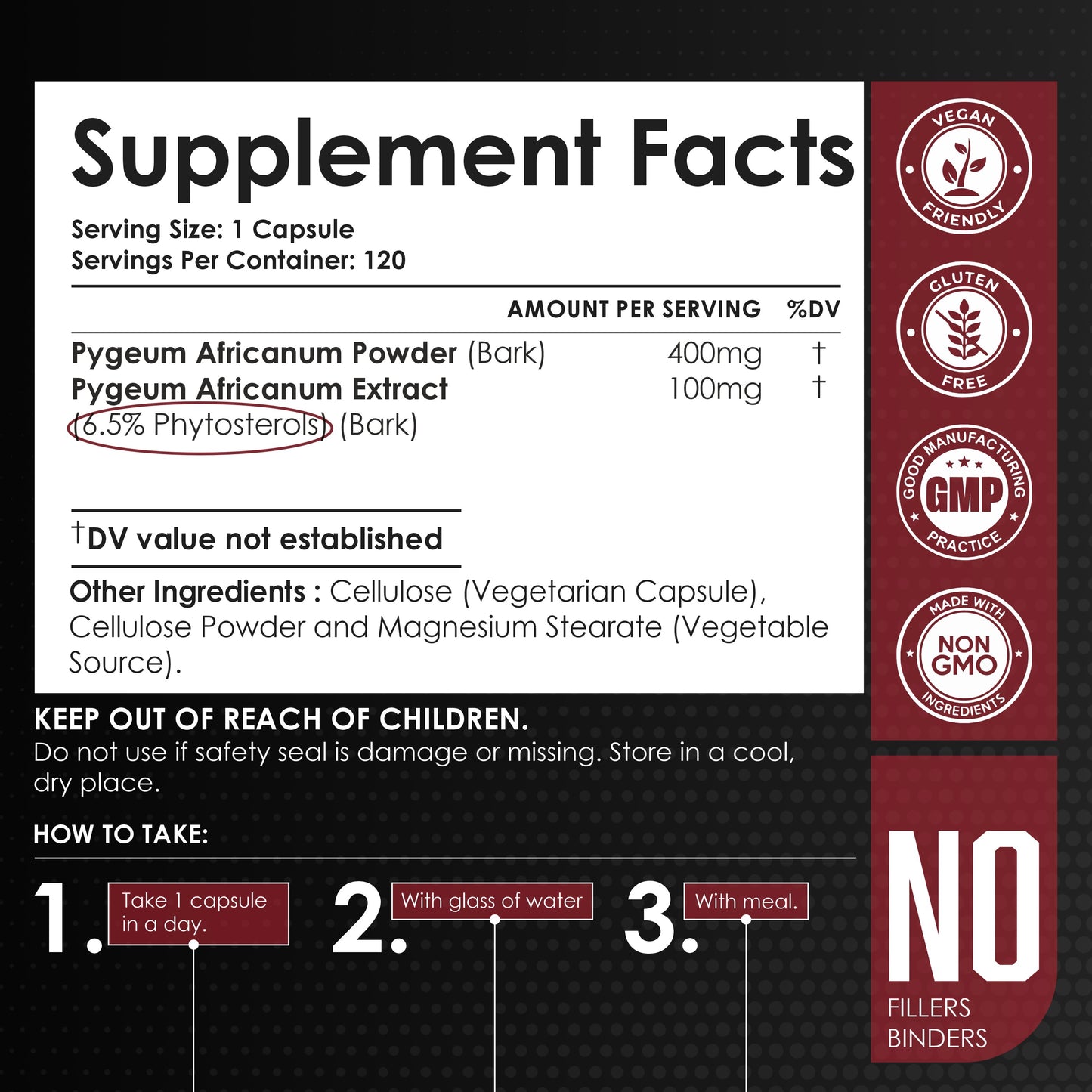 Pygeum Bark Extract Powder 120 Capsules