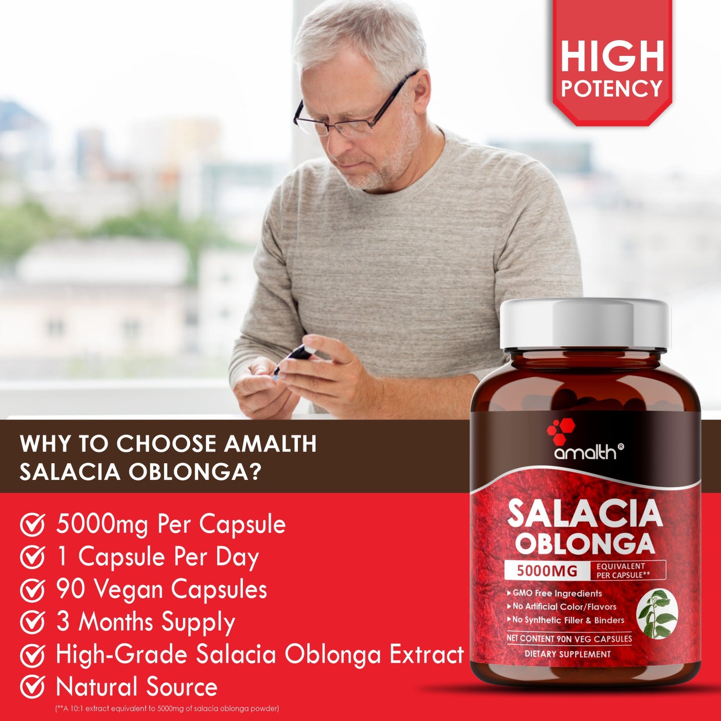 Salacia Oblonga Extract Powder 90 Capsules