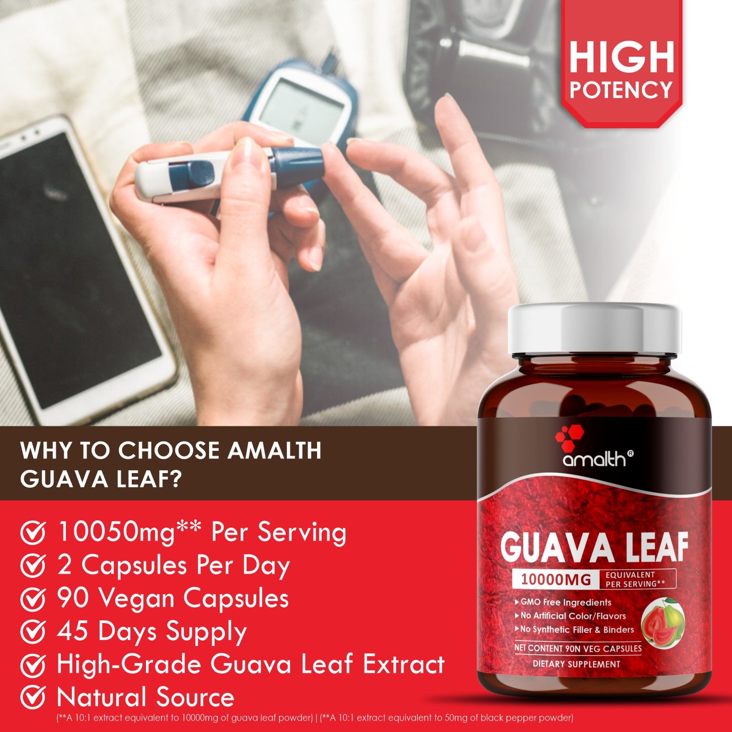 Guava Leaf Extract Powder 90 Capsules