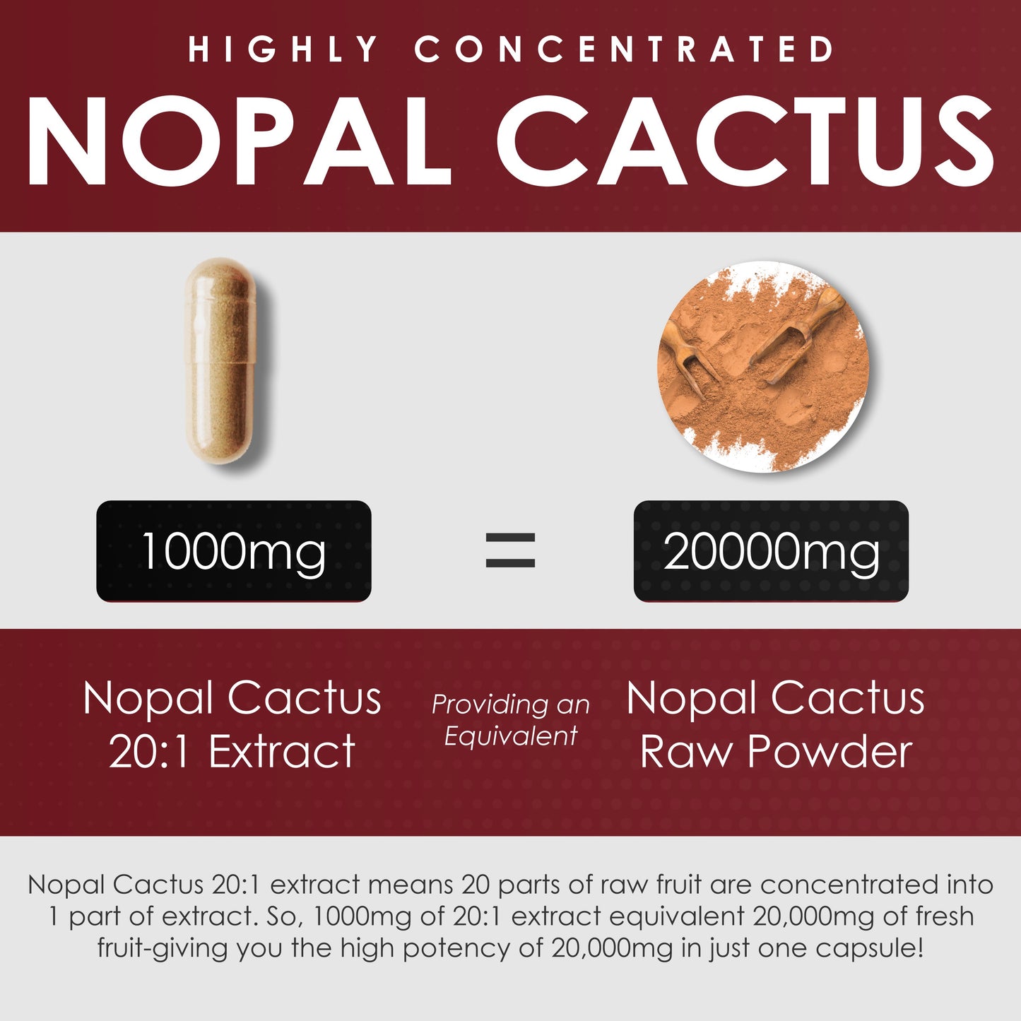Nopal Cactus Extract Powder 120 Capsules