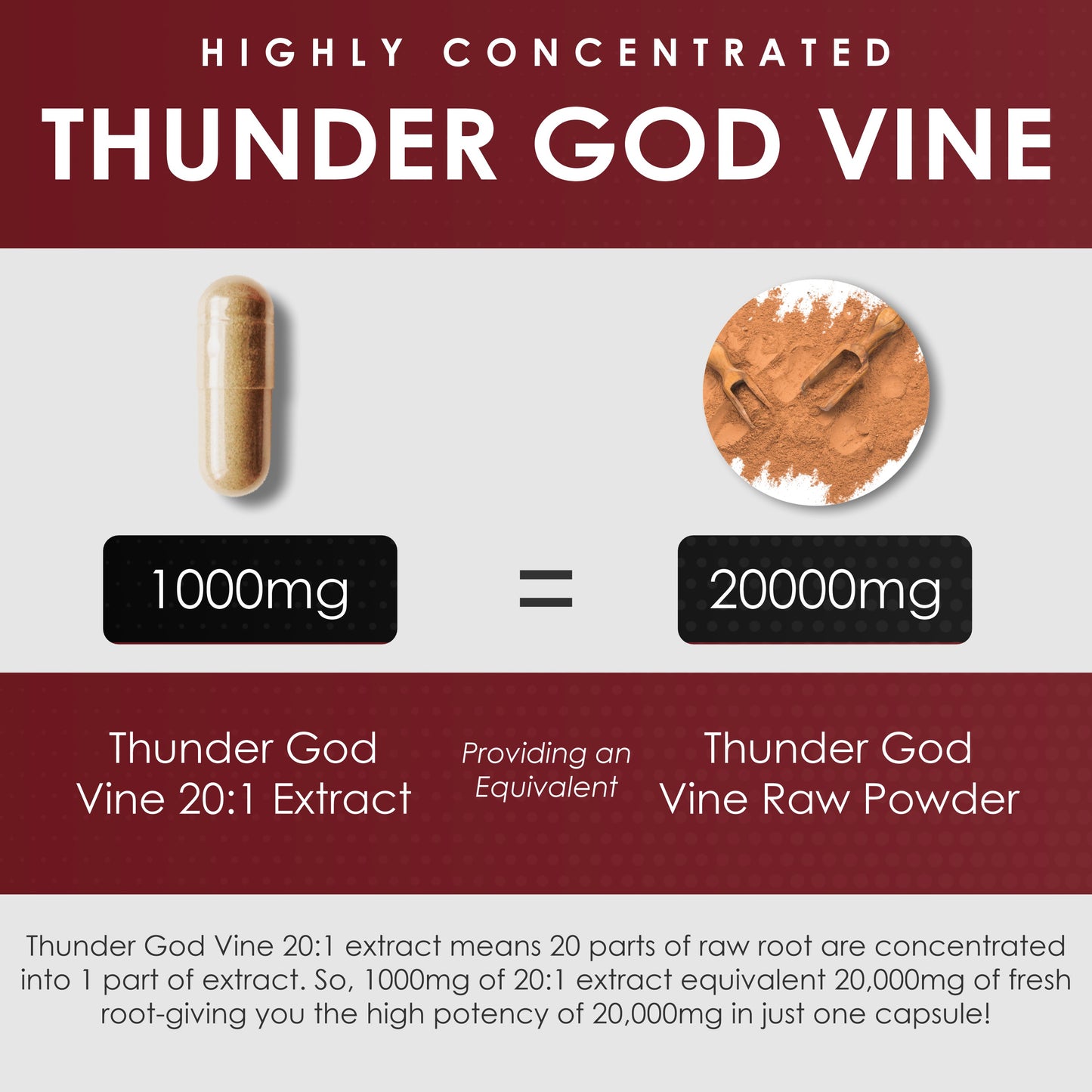 Thunder God Vine Root Extract 15:1 Supplement 120 Capsules