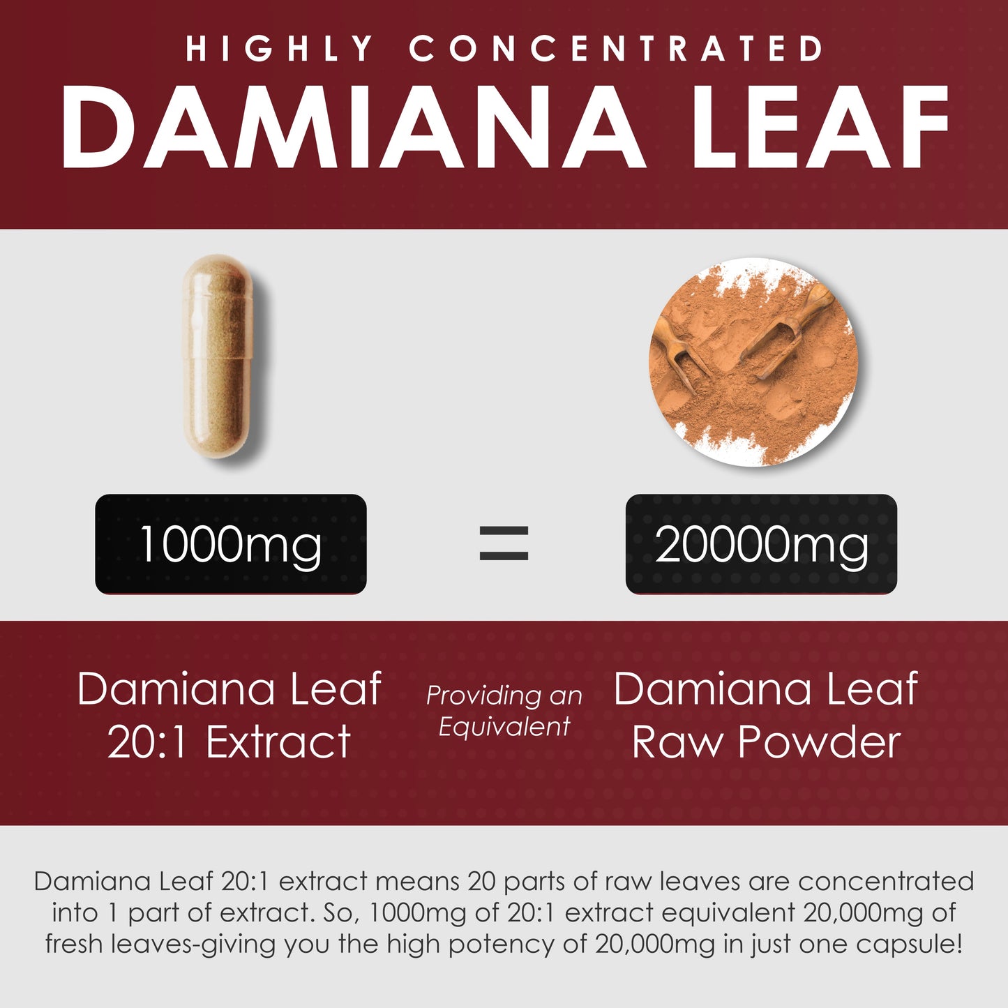 Damiana Leaf Extract Powder 120 Capsules
