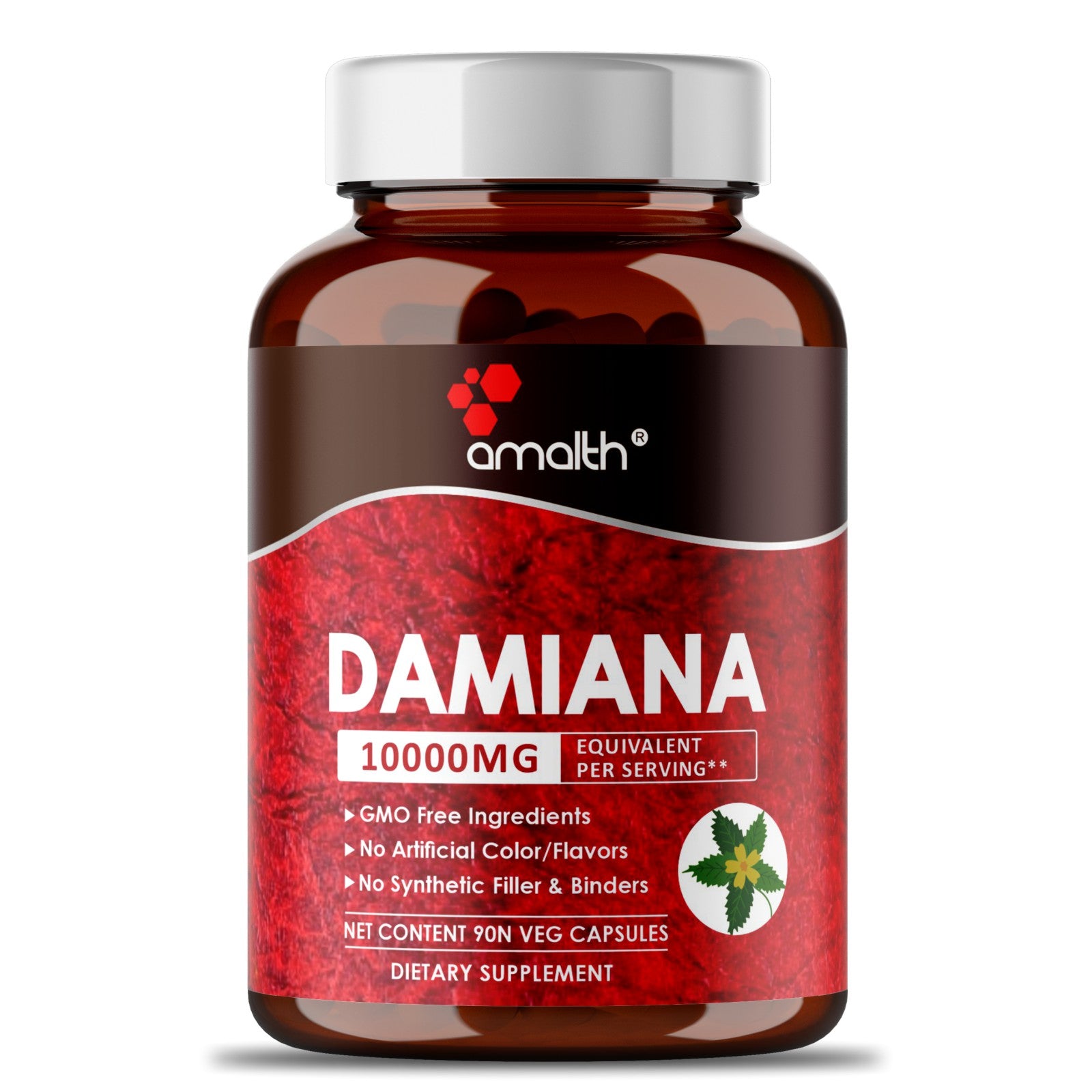 Herbadiet Damiana Leaf Extract Powder – 10:1 Strong – Natural Aphrodisiac Supplement For Men & Women – 400mg Daily