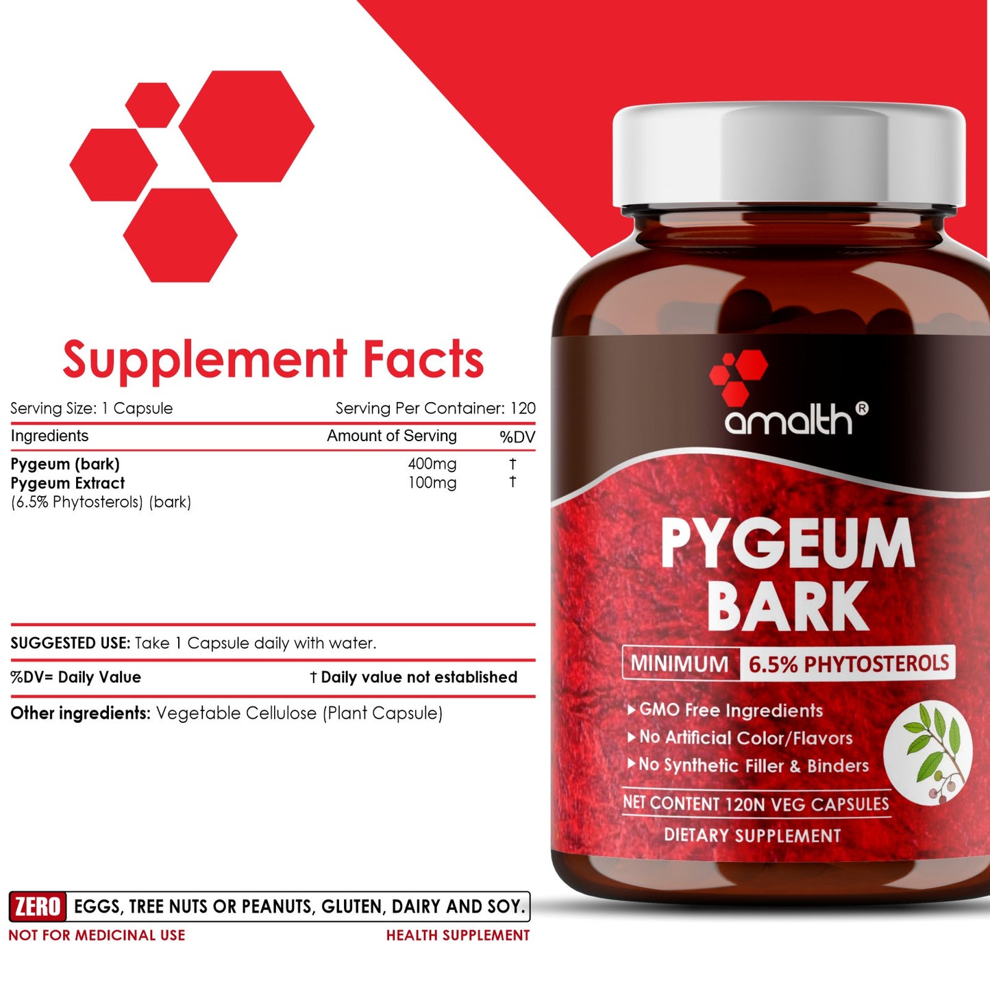 Pygeum Bark Extract Powder 120 Capsules – Amalth