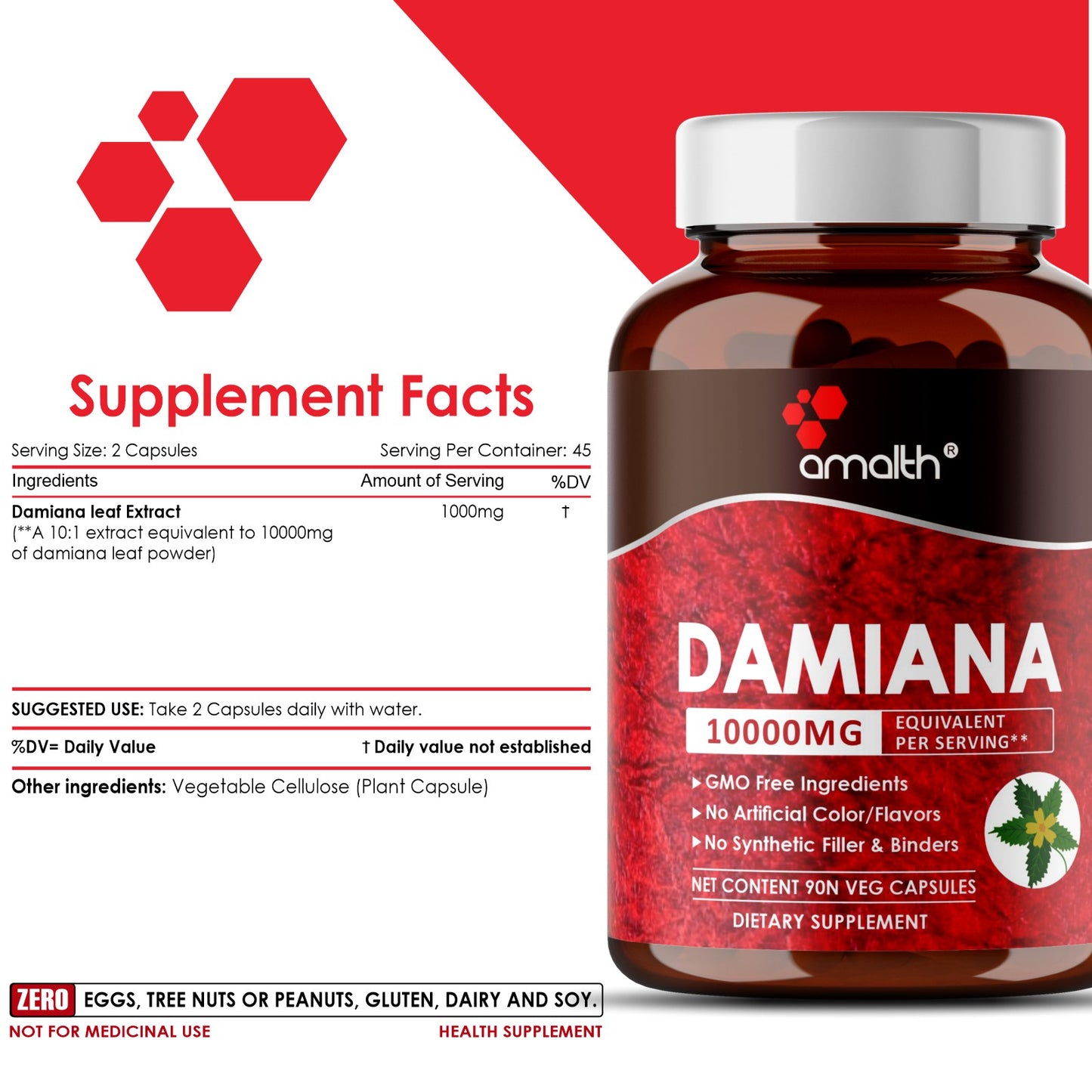 Damiana Leaf Extract Powder 90 Capsules