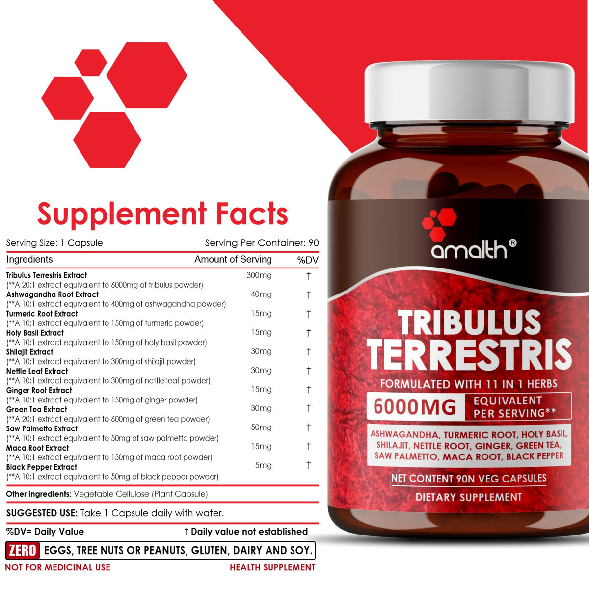 Tribulus Terrestris Plus Extract Powder 90 Capsules – Amalth