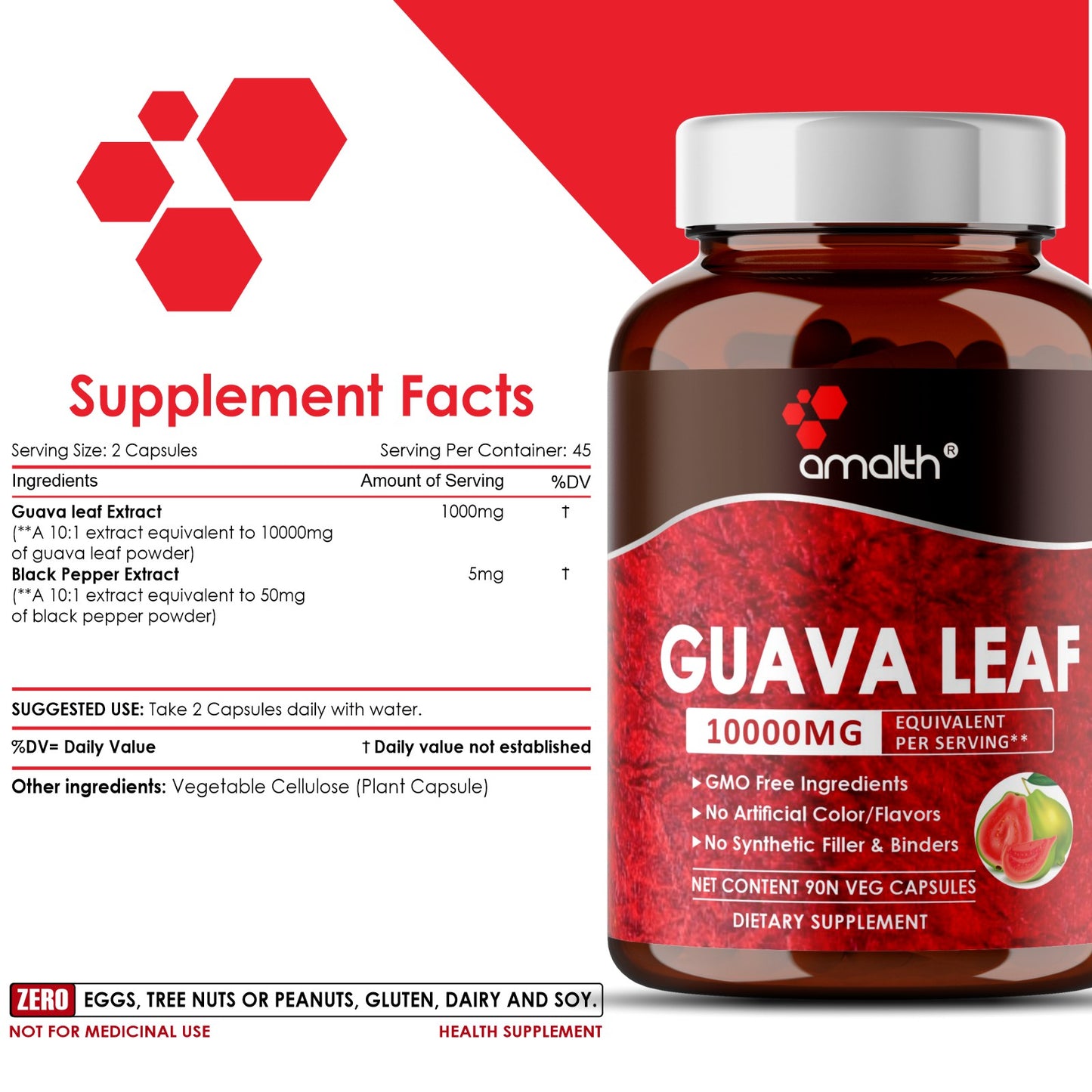 Guava Leaf Extract Powder 90 Capsules