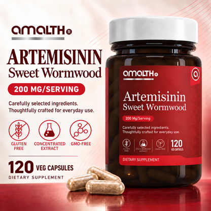 Amalth Sweet Wormwood Extract with Black Pepper bottle with vegan capsules