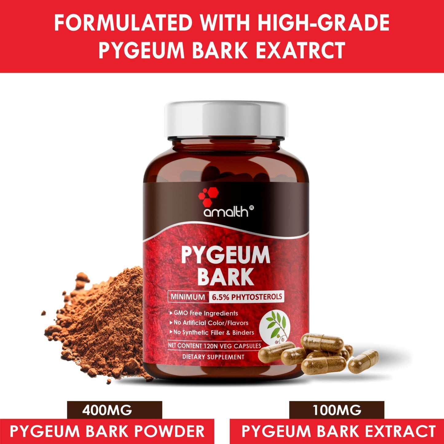 Pygeum Bark Extract Powder 120 Capsules – Amalth