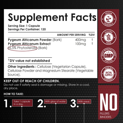 Pygeum Bark Extract Powder 120 Capsules