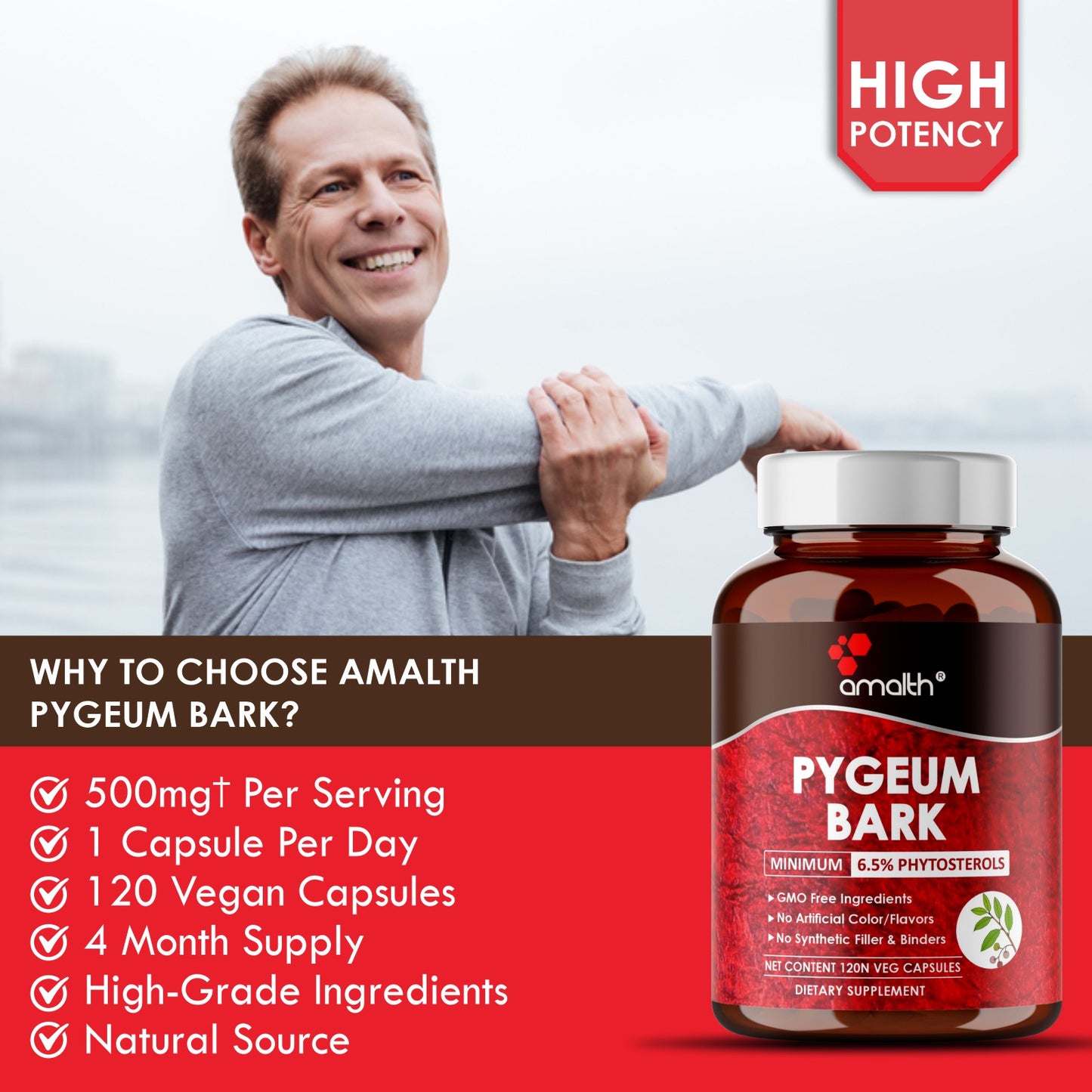 Pygeum Bark Extract Powder 120 Capsules – Amalth