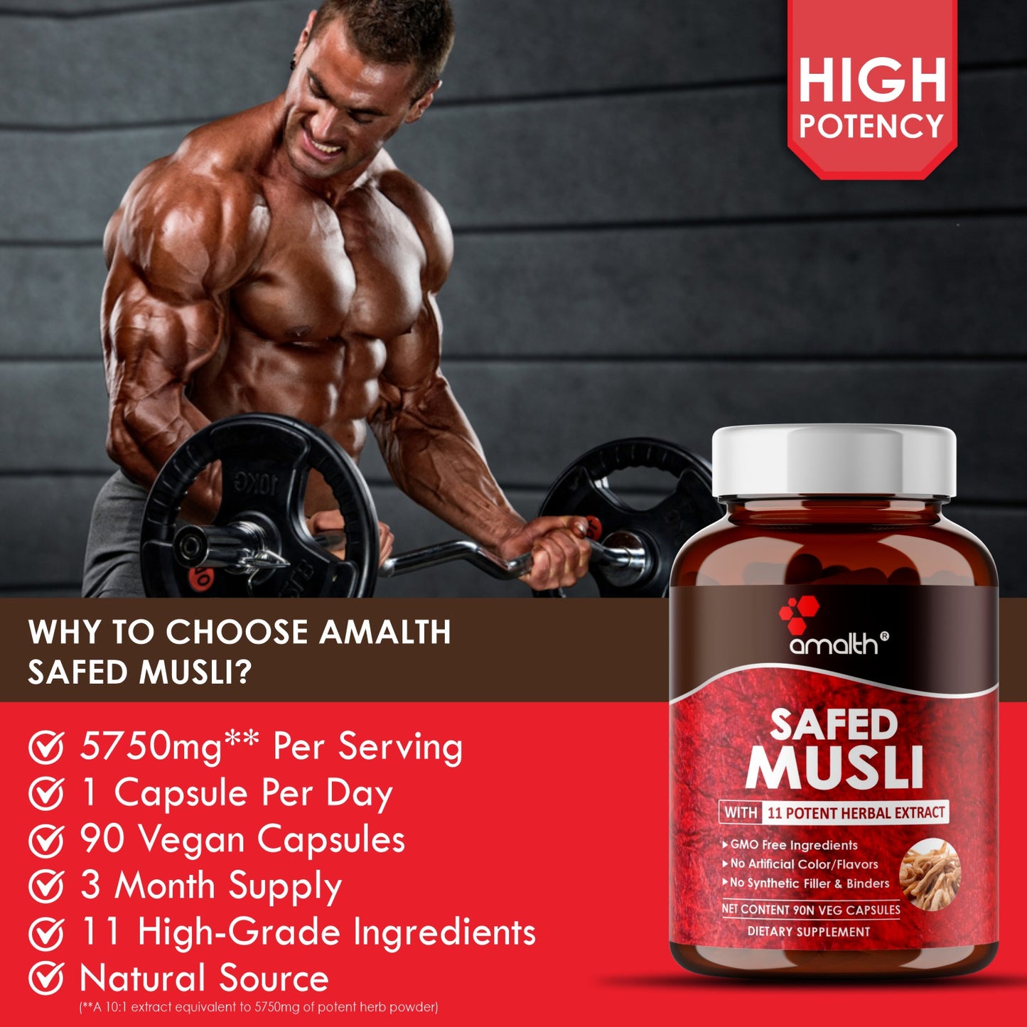 Safed Musli Extract Powder 90 Capsules