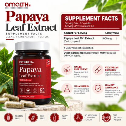 Papaya Leaf Extract Digestive Enzymes 120 Veg Capsules