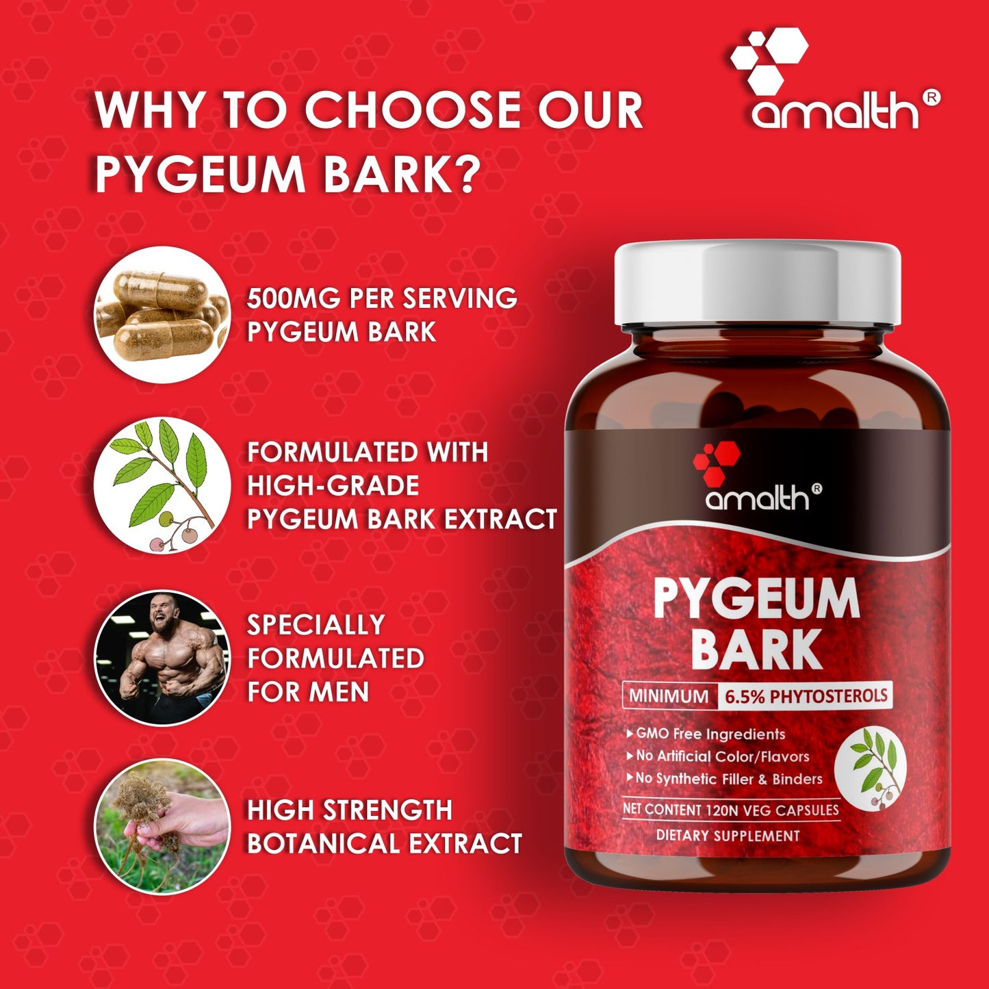 Pygeum Bark Extract Powder 120 Capsules – Amalth