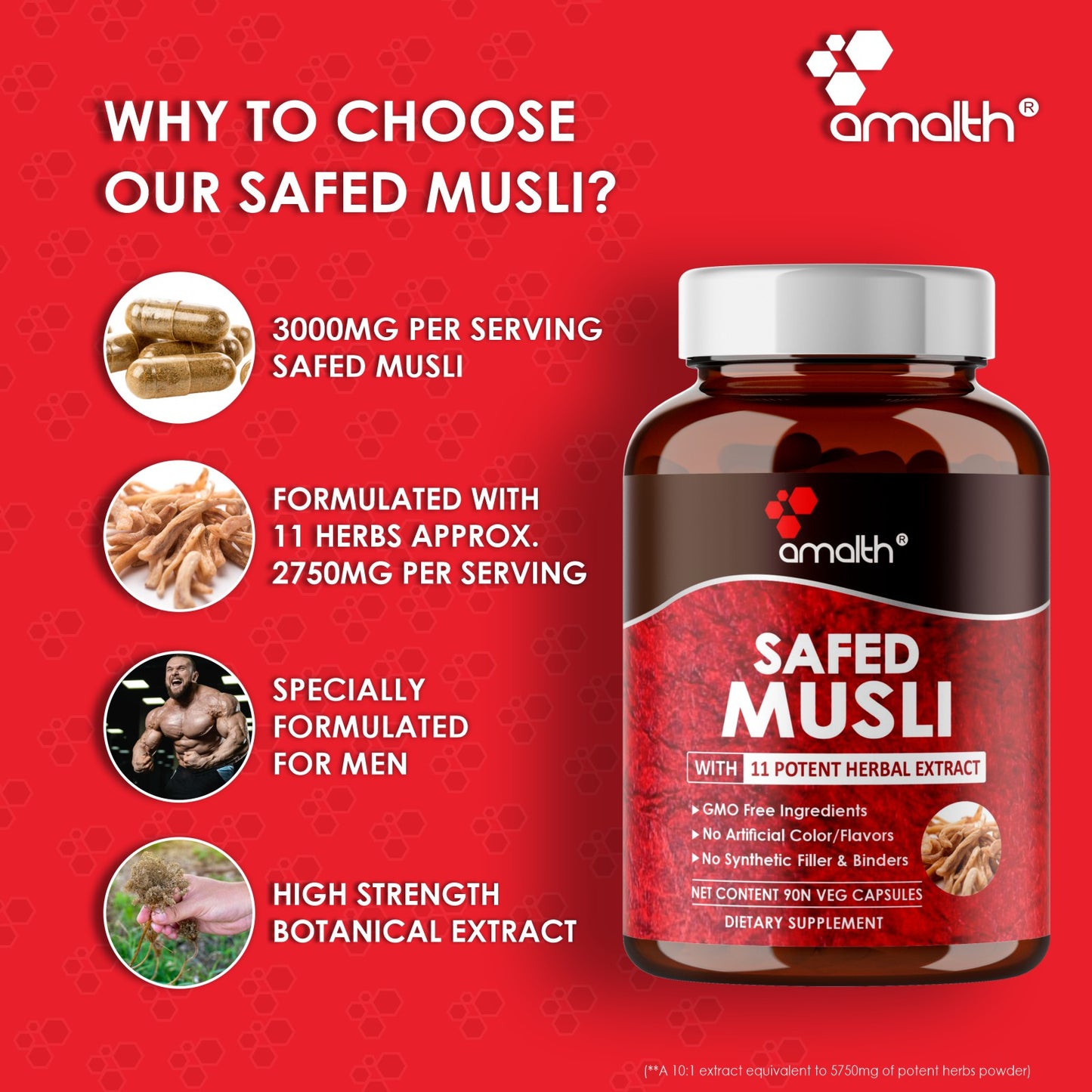 Safed Musli Extract Powder 90 Capsules