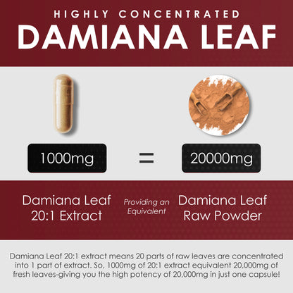 Damiana Leaf Extract Powder 120 Capsules