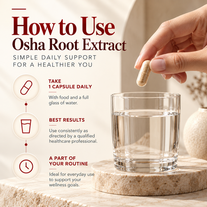 How to take Amalth Osha Root Extract: 1 capsule daily with water