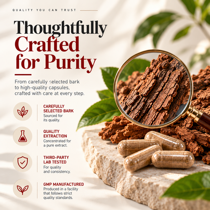 Amalth Pao Pereira Bark Extract: made in a GMP facility and third-party lab tested
